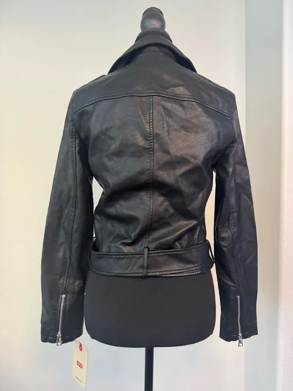 Levi’s Black Faux Leather Moto Biker Jacket NWT XS - Image 8