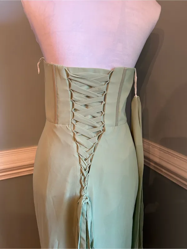 Strapless Sage Green Evening Gown Size 6 - Image 5