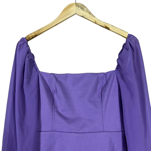 NWT Lulus Lace-Up Back Solid Mini Dress Purple Romantic Puff Sleeve Size S - Image 4
