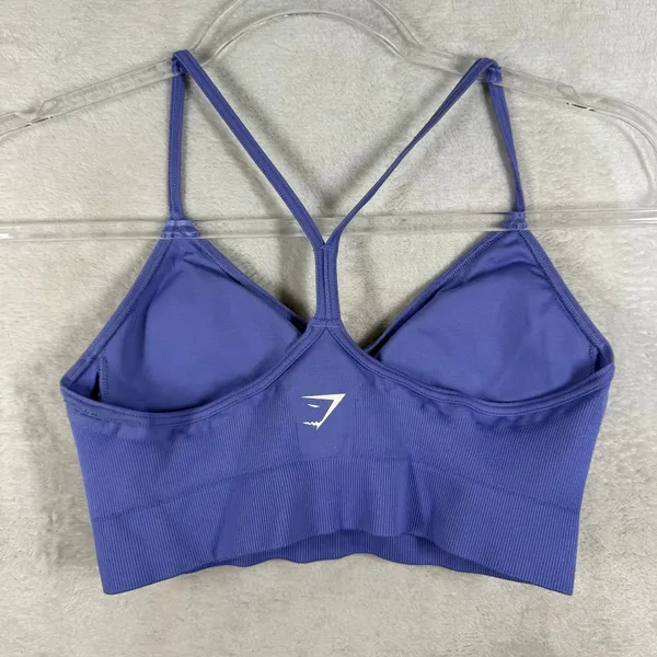 Gymshark Womens Purple Seamless V-Neck Light Support Sports Bra Racerback S - Image 2