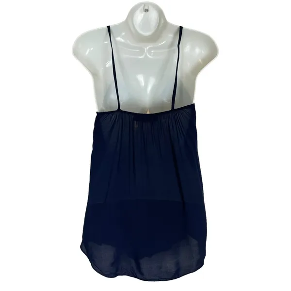 Macy & Taylor Tank Top Ruffle Sleeveless‎ Navy Blue Spaghetti Straps Size Small - Image 3