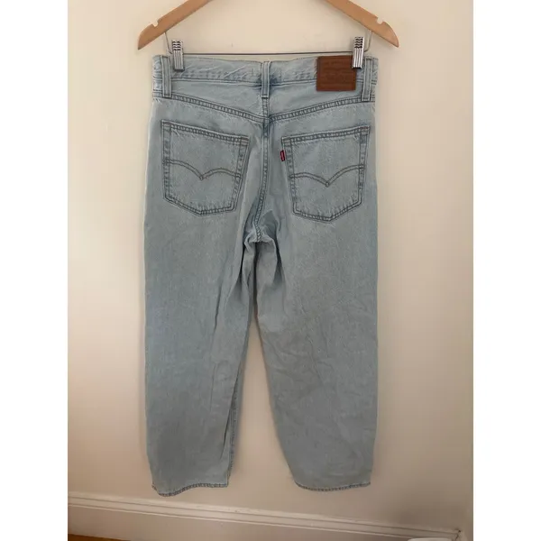 Levis‎ Baggy Dad Jeans Light Wash Blue Wide Leg 100% Cotton Denim 27 - Image 3