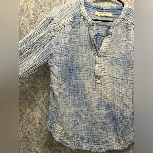 Free People Anguilla Washed Pullover Blue Top Size XS - Image 5