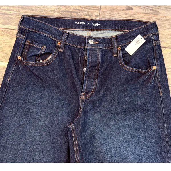 NWT Old Navy Mid-Rise The‎ Slouchy Wide Leg Jeans Dark Wash Button Fly Size 6x30 - Image 3