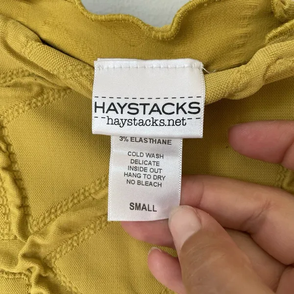 Haystacks Boho Patchwork Midi Skirt Made in Michigan Mustard Yellow Size Small - Image 5