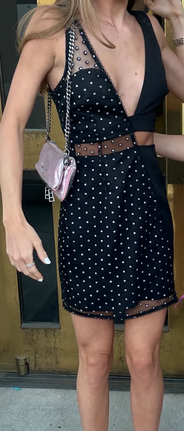 H:ours Laeticia Mini Dress in Silver Dots XXS - Image 3