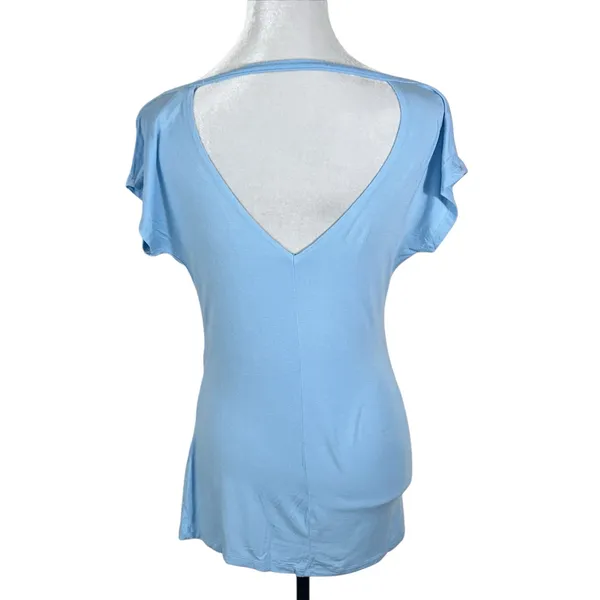 San Francisco City Lights Soft Drape Neck Tee T-Shirt Light Blue Medium NEW - Image 3