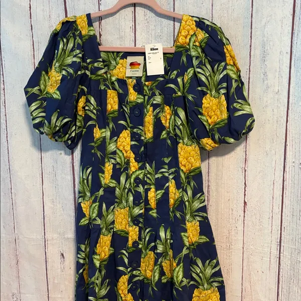 NWT FARM Rio Pineapple Print Linen Blend Minidress - Image 6