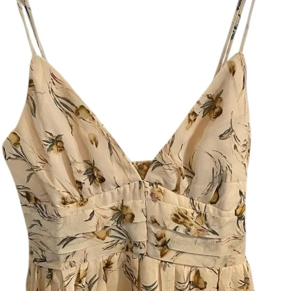 Angel Biba Floral Sleeveless chiffon Mini Dress Cream Yellow Boho Western - Image 11