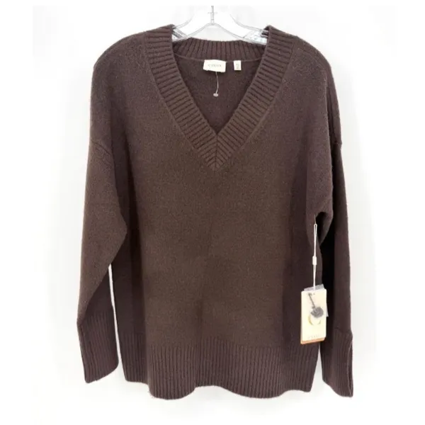 Cyrus Oversized Sweater Women XS Brown Wool Blend Minimalist Earthy Loungewear - Image 2
