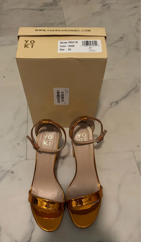 Yoki Women's Metallic Copper Ankle-Strap Heels - Image 6