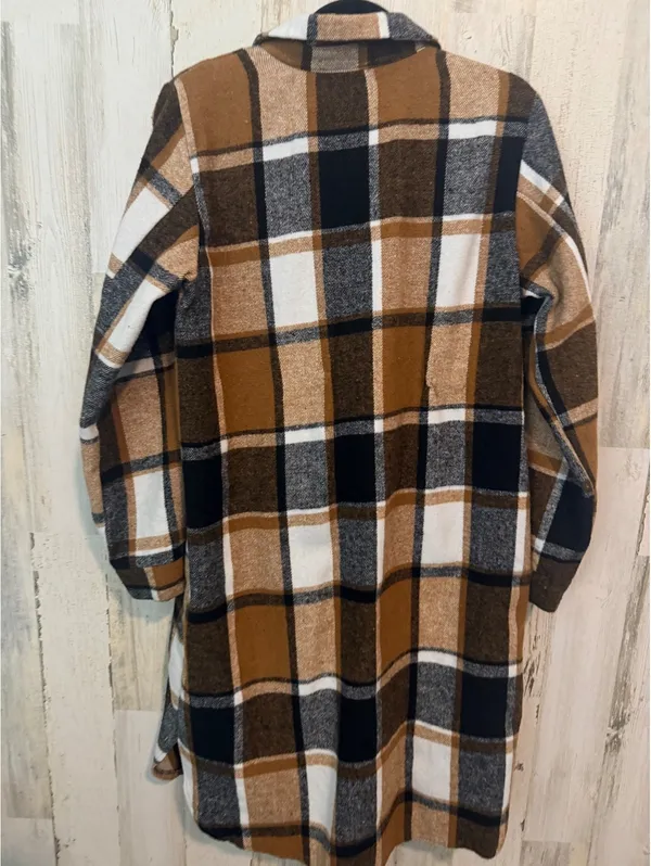 Women Regular M (6) Plaid Button-Up Shirt Dress Long Sleeve - Image 7