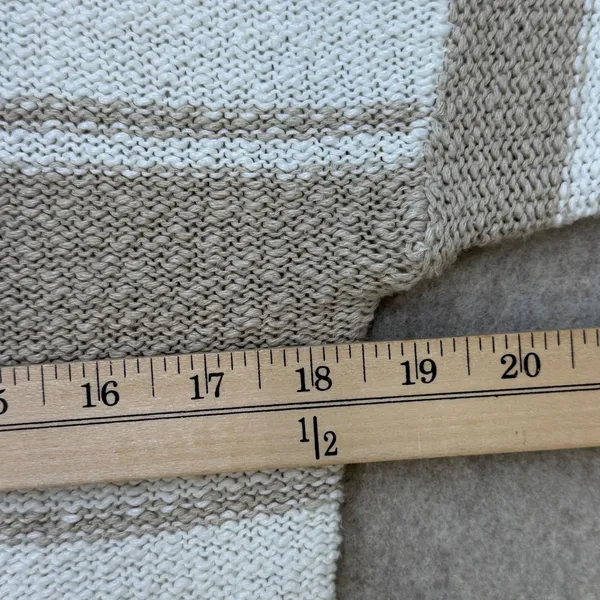 Abercrombie‎ & Fitch Striped Knit Sweater Tan White Small Crew Neck Long Sleeve - Image 7