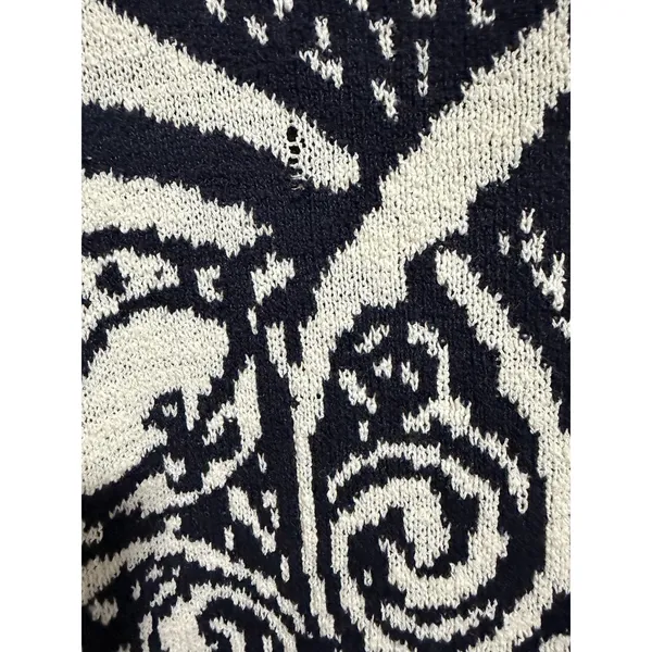 Free People Mandella‎ Intarsia Cardigan Knit Jacket Black/White Women's Size Lg - Image 11