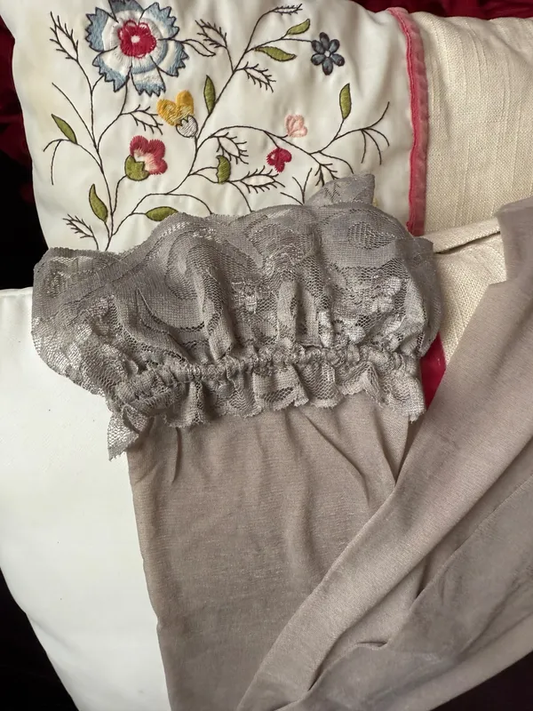 three Long lace stockings new, two grey one beige color - Image 3