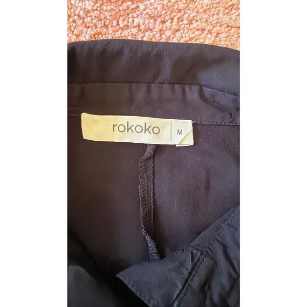 Rokoko Black Blouse Women’s Size M Long Sleeve Button Front Shirt - Image 2