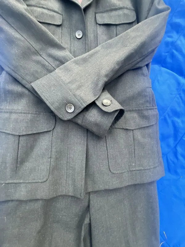 New Frontier Vintage Women's Gray Safari Style Pant Suit Jacket Pants Size 6 - Image 7