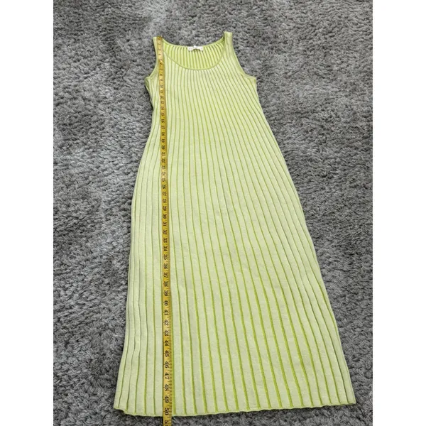 By Together Ribbed Knit Maxi Dress Lime Green Size M Tank Sleeveless Bodycon - Image 14
