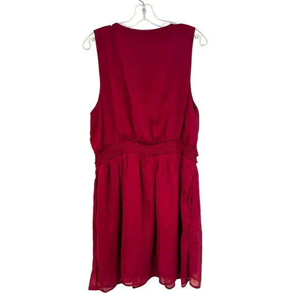 Abercrombie & Fitch V-Neck Fit & Flare Sleeveless Dress Women's XL‎ Wine Dainty - Image 5