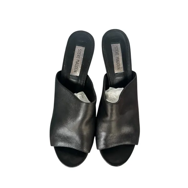 Steve Madden Leather Lucite Clear Heel Mules Size 8.5 - Image 3