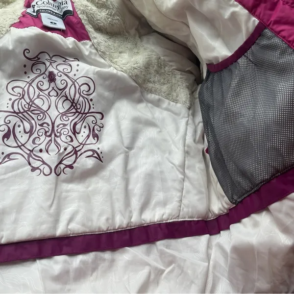Columbia Faux Fur Ski Snow Winter Coat Jacket Small Pink - Image 8