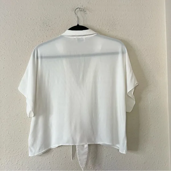 Artizia Wilfred Free Tie Front Blouse in White Size Large Short Sleeve - Image 7