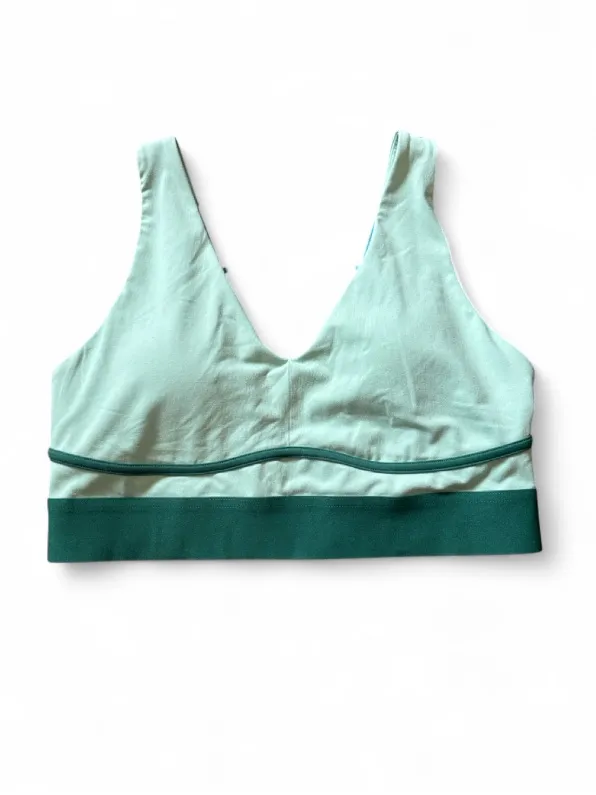 Fabletics All Day Everyday Sports Bra Womens Mint & Dark Green V-Neck Sports Bra - Image 4