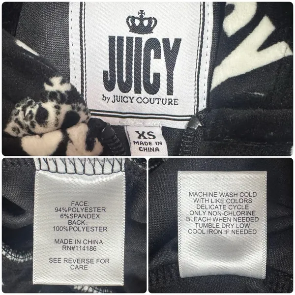 Y2K JUICY COUTURE Velvet Logo Print Hooded Jumpsuit Black Velour Vintage Glam XS - Image 10