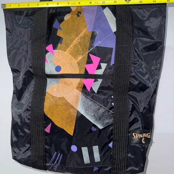 Vintage Spalding Tote Bag Neon Colors‎ Black Retro RARE Gym I - Image 10