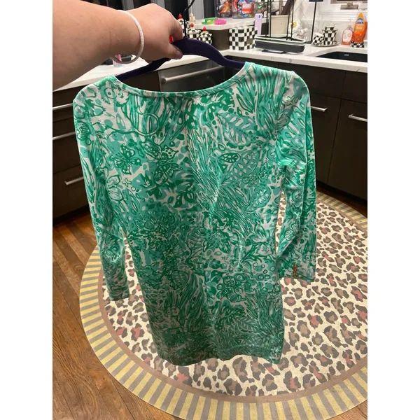 Lilly Pulitzer 'Bungle Jungle'‎ long sleeve Daylin dress green leaf print medium - Image 4