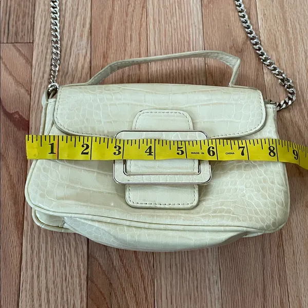 Zara Yellow Cream Mini Shoulder Bag Womens Croc Embossed Minimalist - Image 4