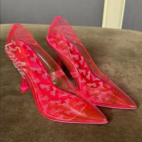 Barbie x ALDO Barbiestessy Collection Pink Translucent Pointed Toe Pumps 7 NEW - Image 7