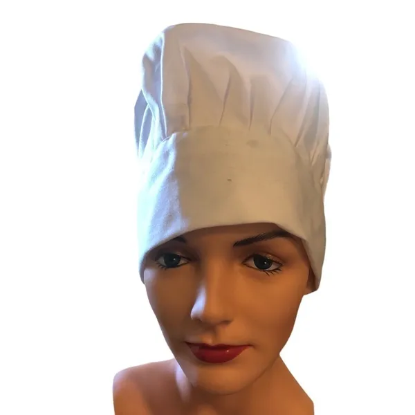 Lot of 2 White Bakers Caps Hats White Stretch Halloween Party Chef Baking OS - Image 2