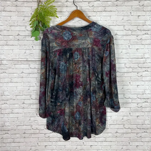 Vintage Y2K Whimsigoth Dark Tie Dye Swing 3/4 Sleeve Tunic - Image 5