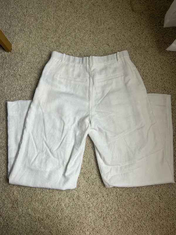 NWT Abercrombie Tailored Linen-Blend Wide Leg Pant SHORT - Image 5