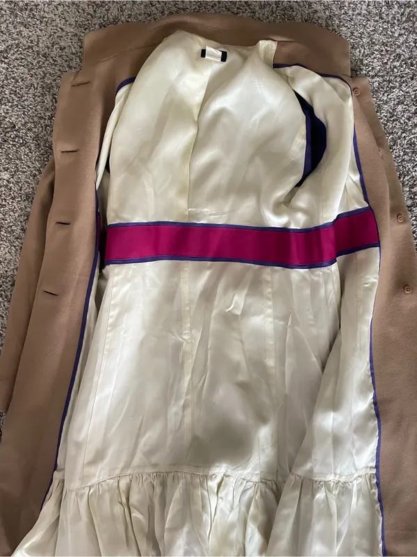 J. Crew Vintage Y2K Wool Blend Long Trench Coat Jacket Size 6 Camel Tan - Image 4