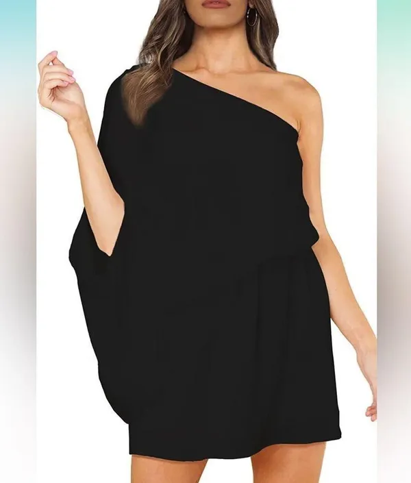 NEW 1-Shoulder Off-Back Long Sleeve Short Dress (Medium) - Image 2