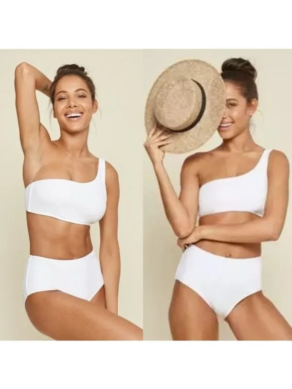 NWT Andie The Wynwood Bikini Top 3XL White Ribbed One Shoulder Swim - Image 2
