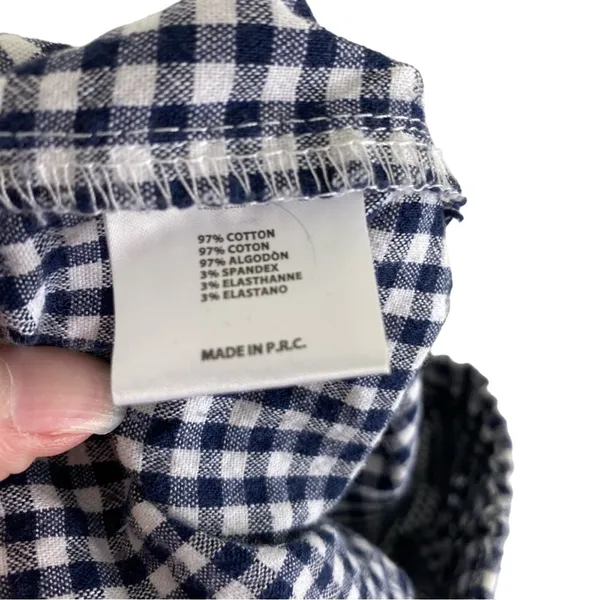John Galt California Blue White Checkered Elastic Waist Cotton Cropped‎ Pants S - Image 7
