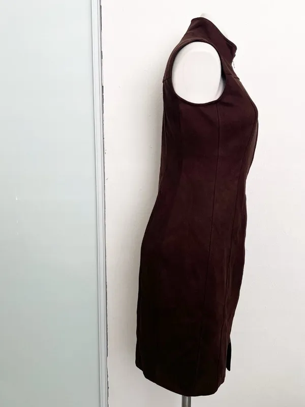 Tommy Hilfiger Sleeveless Faux Suede Feel & Look Front 2-Way Zip Dress Sz 6 NWT - Image 4