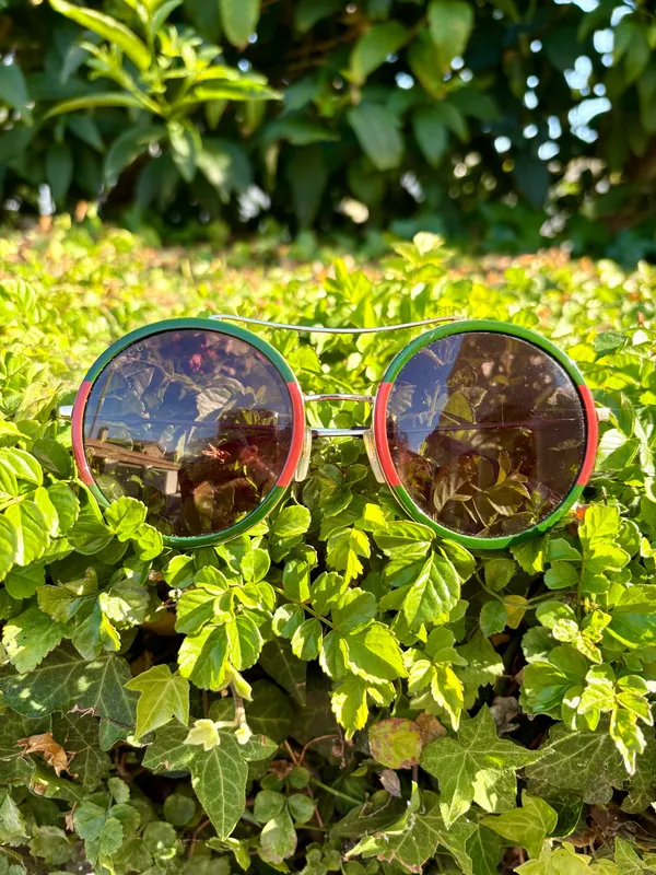 Gucci GG0061S brow bar round sunglasses 56mm gold frames green gradient lenses - Image 16