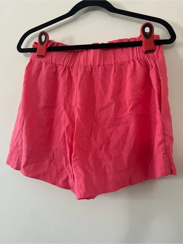 A New Day Pink Linen Blend Pull On Shorts Small Coastal Euro Summer Resort - Image 4
