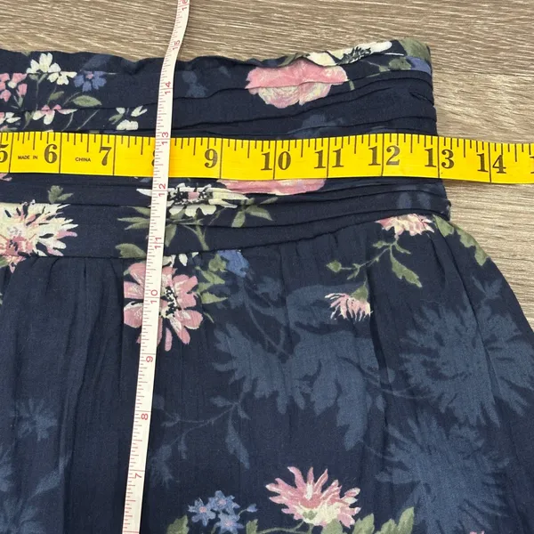 Abercrombie Kids Navy Blue Pink Floral Shirred Ruched Mini‎ Skort Girls 11/12 XS - Image 9