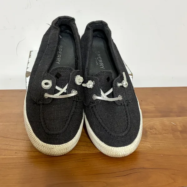 Sperry Crest Vibe Black Sparkle Boat Shoes Womens 8.5 STS87647 Metallic Sneakers - Image 3