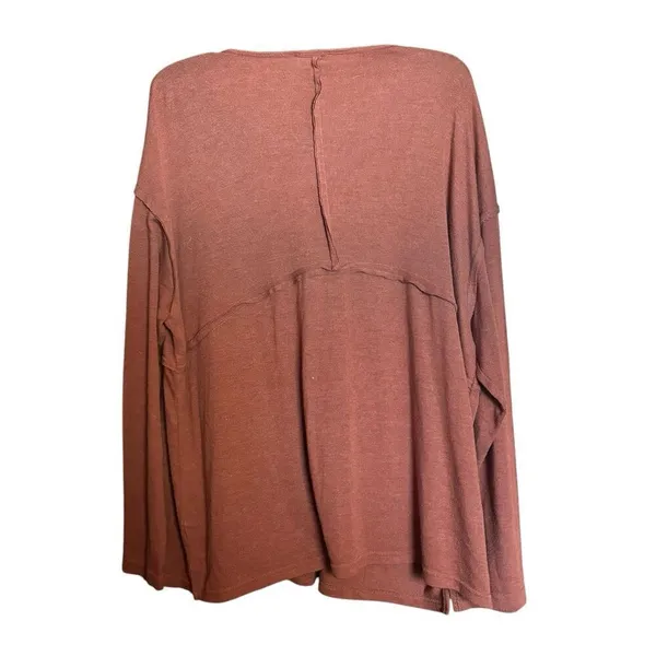 BKE Buckle Tunic Top Womens XL Orange Boho Button Detail Stretch Blouse - Image 5