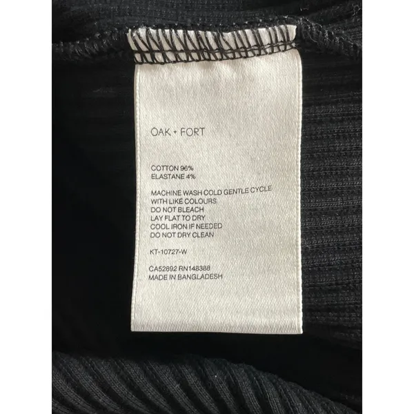 Oak + Fort Women's Black Ribbed Off Shoulder Long Sleeve Crop Tee T-Shirt Top XS - Image 6