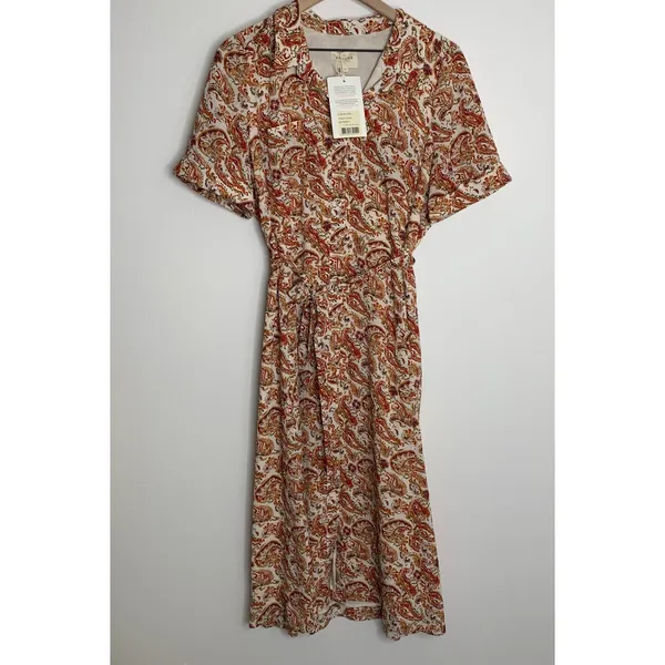 Sezane Adele Button Front Midi Dress in Paisley Riviera Womens New Size 42 - Image 2