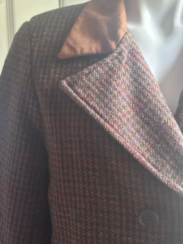 INTERNATIONAL SCENE Brown Red Blue Wool Blend Double-Breasted Coat Sz 11/12 - Image 4