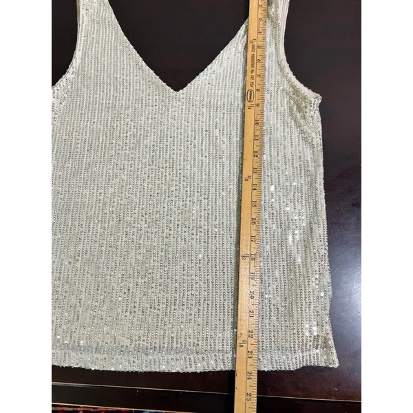 Champagne Gold Sequin V-Neck Tank Top Size Medium NWT Holiday Glam - Image 8