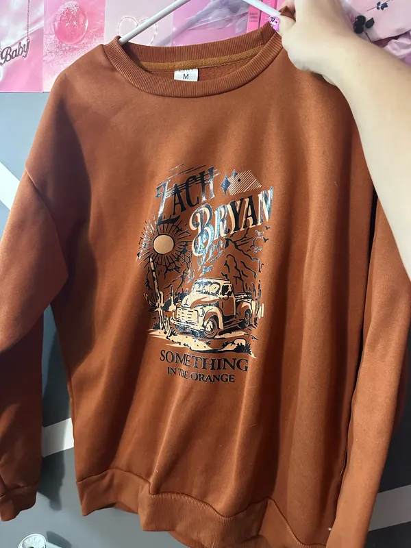 zach bryan crewneck Brown Size M - Image 3